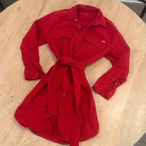 MOTHER Vibrant Red Shirt Dress